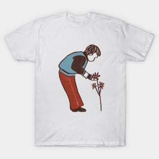 A boy with a flower T-Shirt